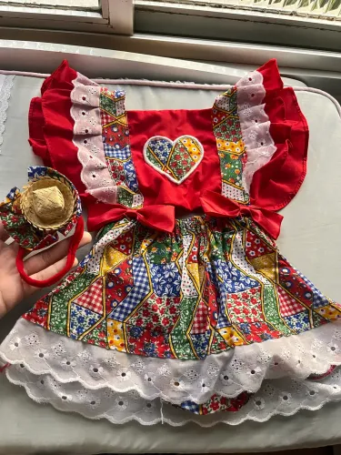 Romper são joão- Festa junina com tiara