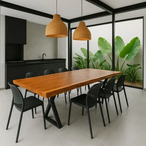 Mesa de Jantar Madeira Maciça Design Moderno