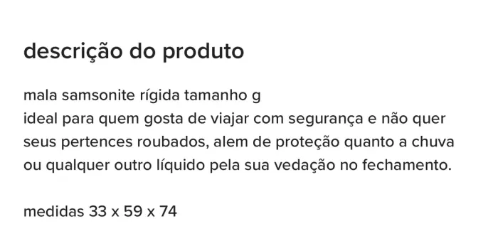 Mala Samsonite Rígida Tamanho G