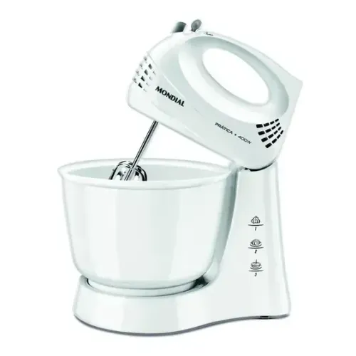 Batedeira 400W Mondial Prática B44-W 3 Velocidades Branca