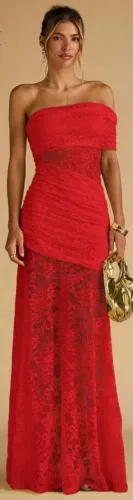 Vestido renda com elastano, vermelho, M/G, novo