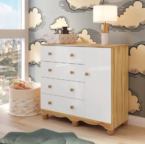 Comoda Infantil Junior com porta em MDF 4 Gavetas (Nova)