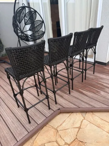 Banquetas em alumínio revestimento em corda nautica 420 cada