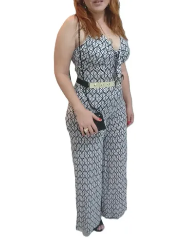 Macacão longo preto e branco M