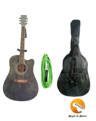 KIT-Violão Eletro-Acústico + Bag Para Violão + Cabo De Instrumentos Mac Ironflex 