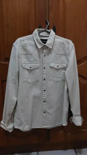 Jaqueta Branca Off White de Brim - Clock House - Tamanho P