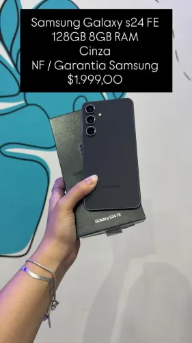 Samsung Galaxy S24 Fe / 128GB / 8GB / Cinza / Nota Fiscal / Garantia Samsung / R$ 1.999,00