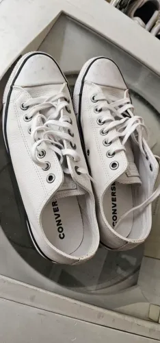 Tênis All Star Converse Ct0604 Couro Branco original de couro verdadeiro
