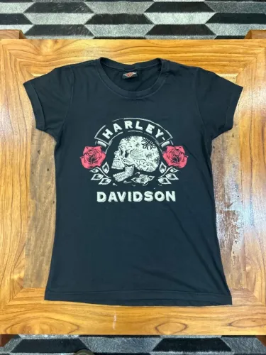 Camisa Feminina Harley Davidson Little Girl's Roses Tee