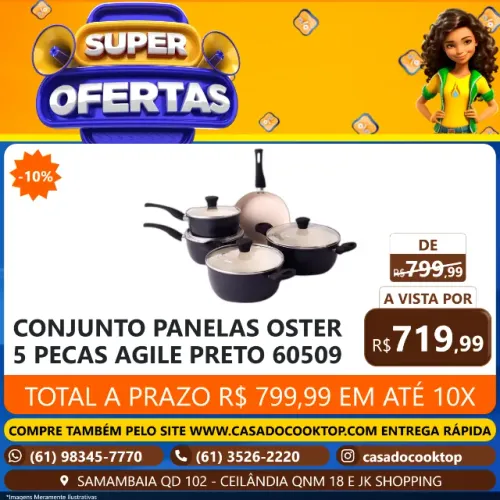 CONJUNTO PANELAS OSTER 5 PECAS AGILE PRETO 60509