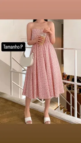 Vestido Floral Rosa - Tamanho P