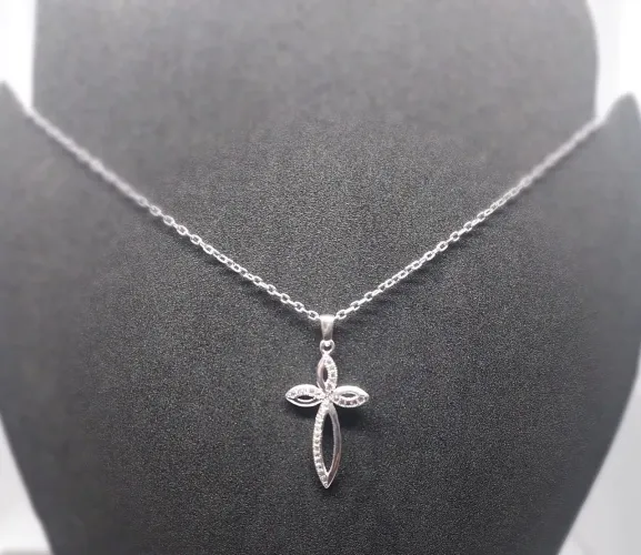 Colar banhado a prata com Pingente de Prata 925 Flor com Zircônias