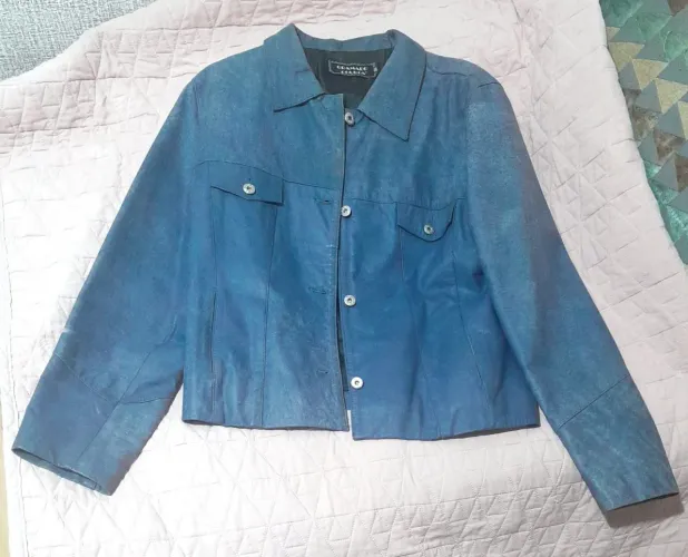 Jaqueta Camisa Masculina Couro Legítimo Gramado Couros - Azul Indigo (Tam P/M)<br>
