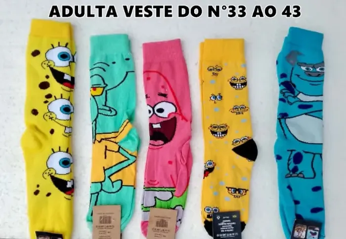 MEIA DIVERTIDAS PERSONAGENS ADULTO E INFANTIL