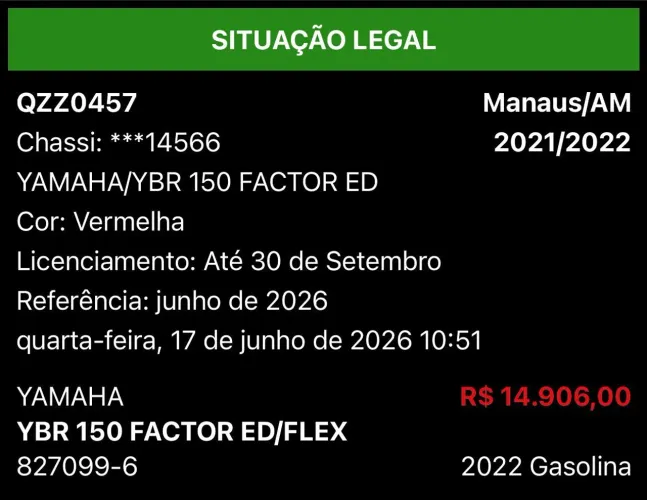 Moto Yamaha YBR Factor 150 ED