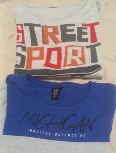 Camiseta manga longa e Camiseta manga curta usada.