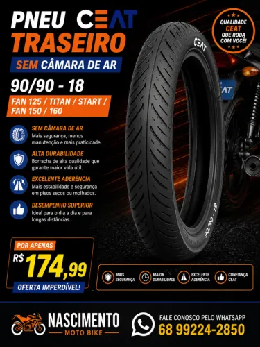 pneu traseiro sem camara de ar titan/stat/fan/factor/fazer150