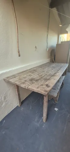 Mesa Grande Rústica Madeira Maciça - 2,10 m (Área Gourmet e Churrasco)