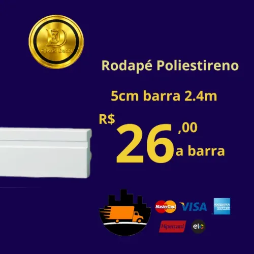 Rodapé de 5cm poliestireno com friso