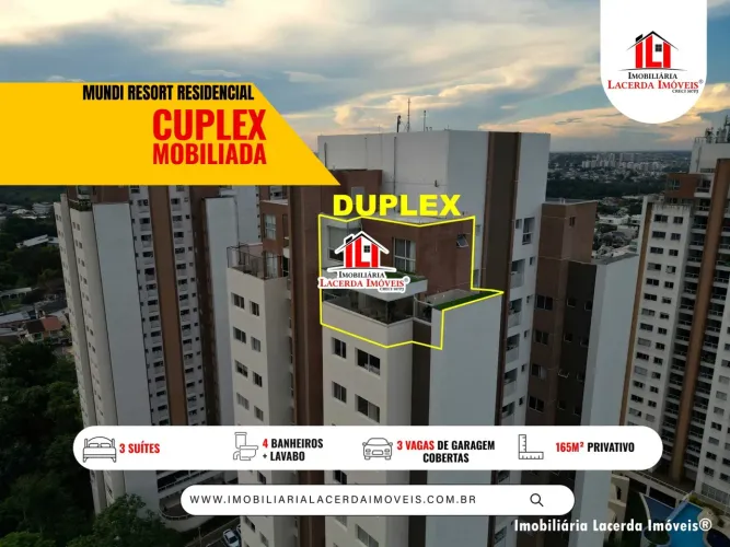 Mundi Resort, 165m², Cobertura 100% Mobiliada, 3 vagas, Vista incrivel Por do Sol e Arena