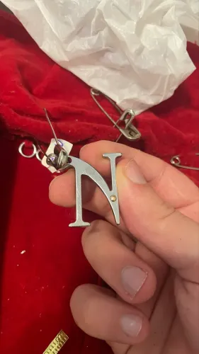 Pingente letra N prata verdadeira com ouro 18k