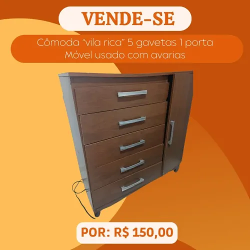 Cômoda "vila Rica" 5 gavetas e 1 porta