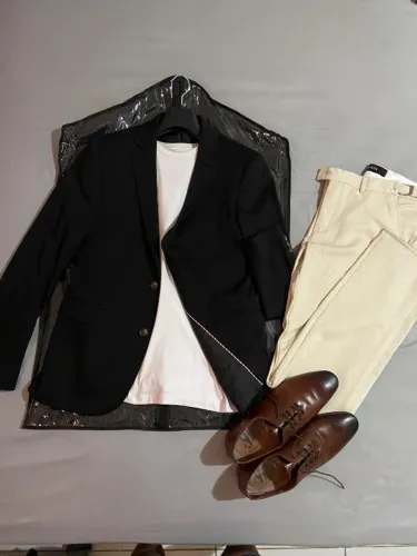 Paletó + blusa + Calça + Sapato( couro legítimo)