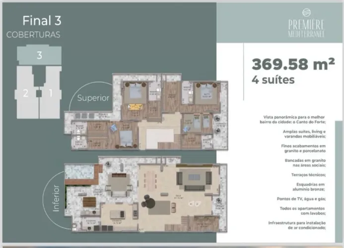 COBERTURA 4 SUITES COM CLOSET VISTA MAR E LAZER COMPLETO