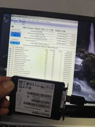 ssd 1tb Wd Green sata wds100t5g0a apenas 35h de uso item: 0152026