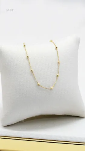 PULSEIRA INFANTIL BOLINHAS OURO 18K