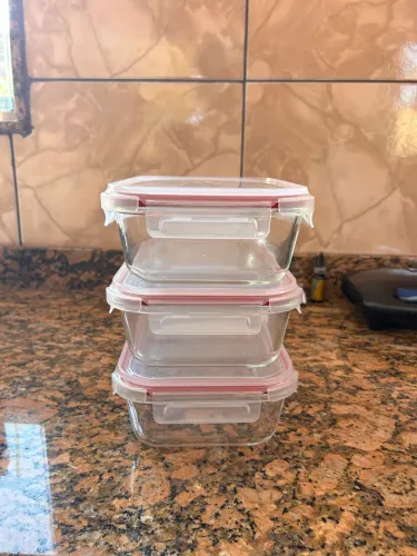 Conjunto de pote de vidro