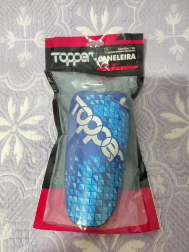 Caneleira de futebol Topper fractalis nova cor azul tamanho único
