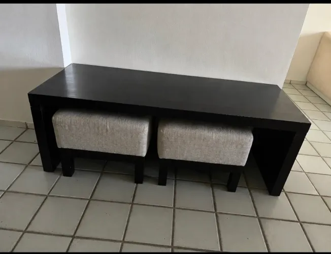 Aparador/Banco Saccaro Original com 2 Puffs - Design de Alto Padrão