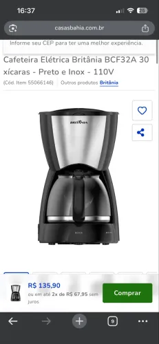 Cafeteira Britânia BCF3A inox 220V