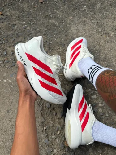 Tênis Adidas Adizero Evo SL Importado Unissex Branco/Vermelho - Disponível 34 AO 43
