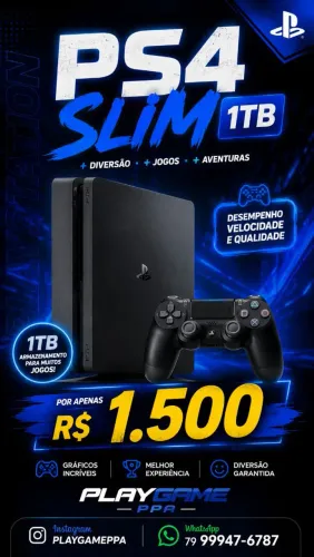 PS4 SLIM 1TB (2CONTROLES)