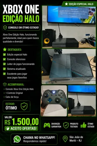 Xbox One Edição Halo em Ótimo Estado - Completo com Controle