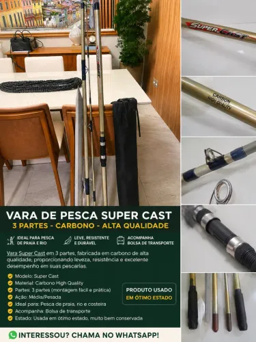 KIT COMPLETO DE PESCA SUPER CAST - VARA + CAPA + APOIADOR