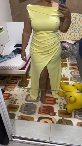 Vestido de festa Amarelo manteiga