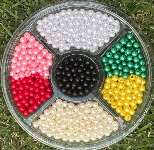 Pérolas ABS 8mm Miçangas Com Furo 7 Cores Kit 1200 Unid + Estojo/tampa