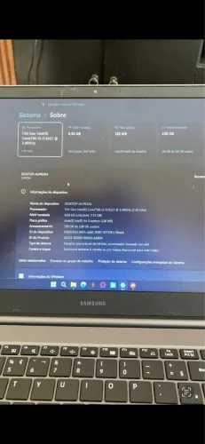 Notebook Samsung Processador Intel 5 10GR ? SSD 256GB ? Placa Intel