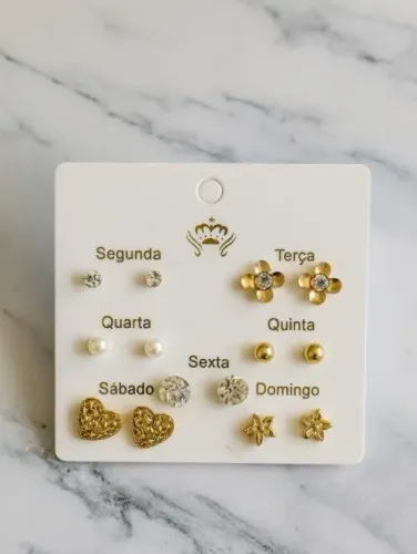 Cartela de brincos conjunto semaninha folheados a ouro 18K