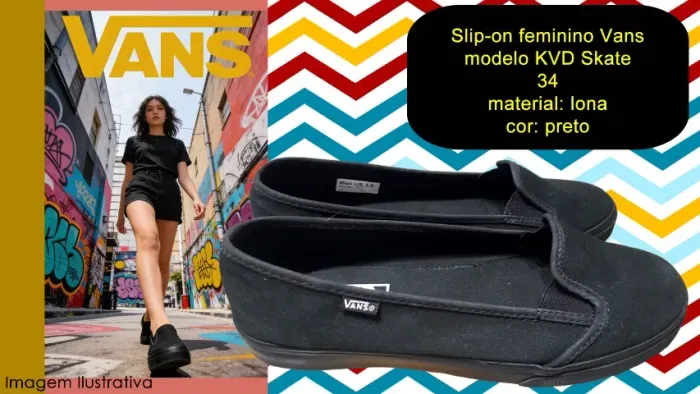 Slip on feminino Vans modelo KVD Skate 34