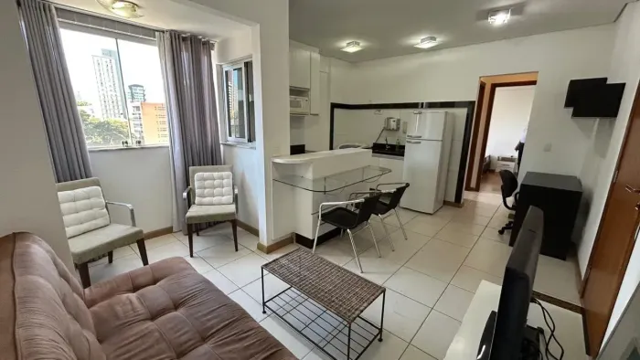 Apartamento 1 quarto mobiliado e vaga de garagem em Lourdes, BH
