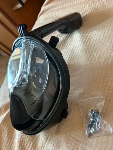 Máscara de Mergulho Full Face Snorkel Anti Embaçamento Suporte Gopro Preto G