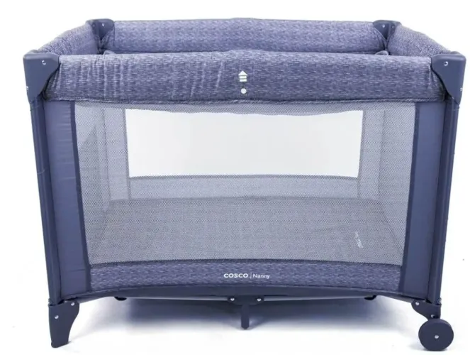 Berço Cosco Kids, Nanny, 0 a 18kg, Azul Rajado