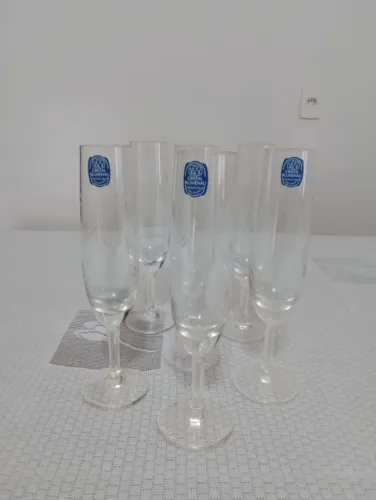 Conjunto 6 Taças de Cristal Champanha Flute