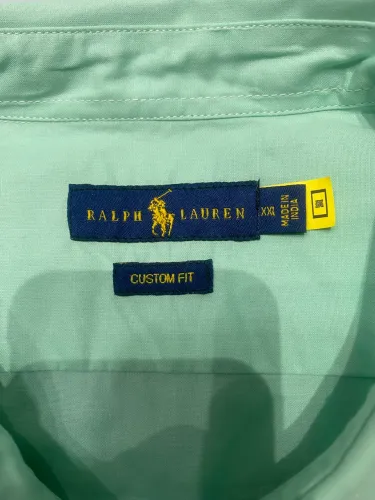 Camisa masculina RALPH LAUREN, verde claro, tamanho GG.