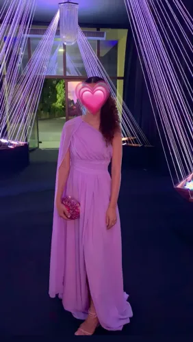 Vestido de Festa Longo Lilás / Alfazema Assimétrico (Ideal para Casamentos e Formaturas)
