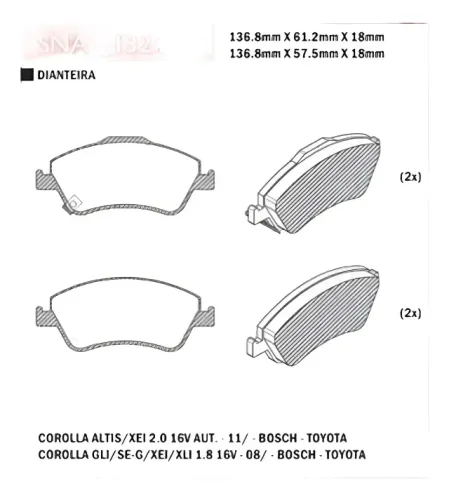 Pastilha De Freio Dianteiro Corolla 2008 Diante F-166-31